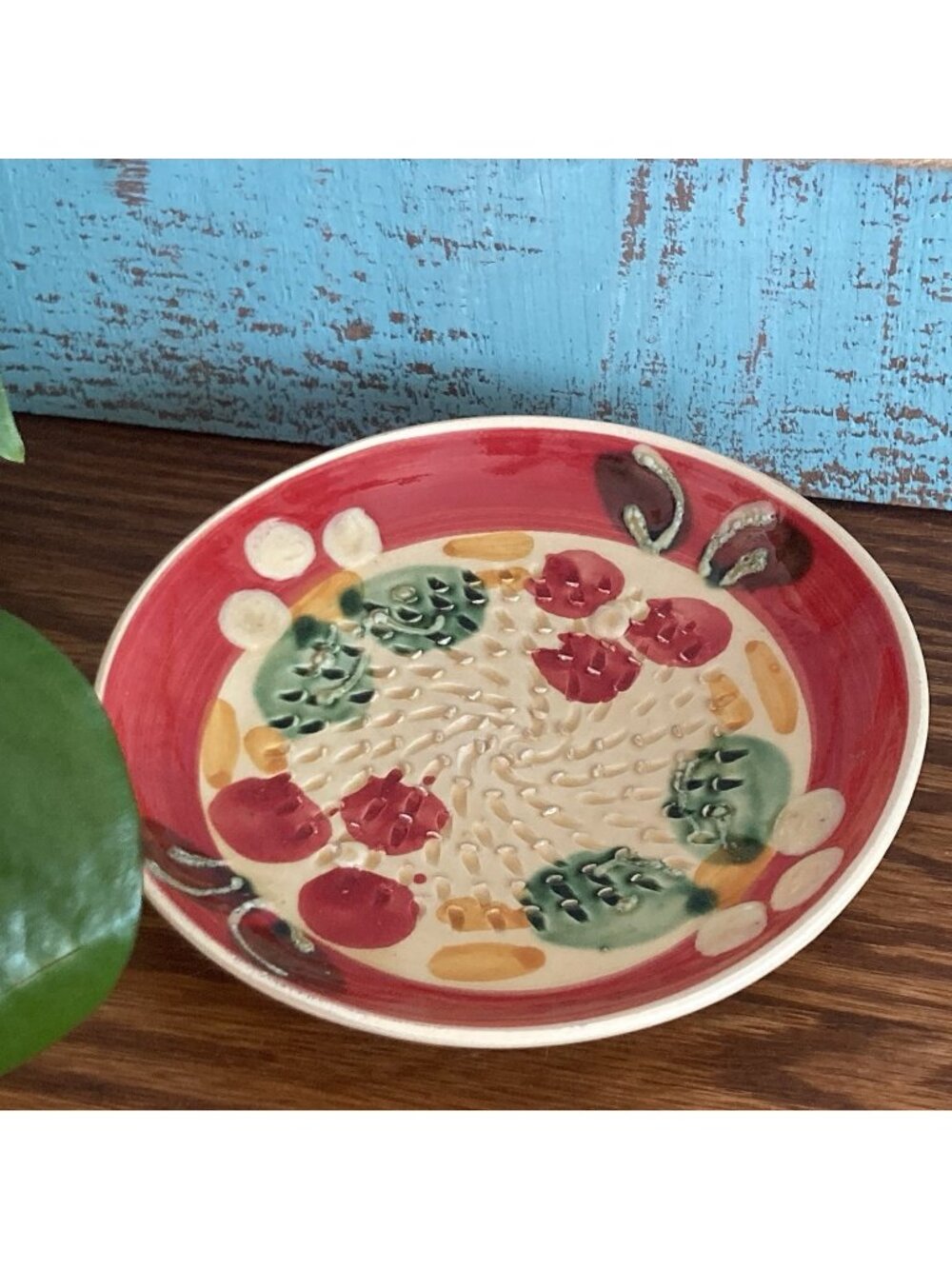 Vtg RUPI Handmade Handpainted 4.75" Garlic Grater Plate From Spain Numbered